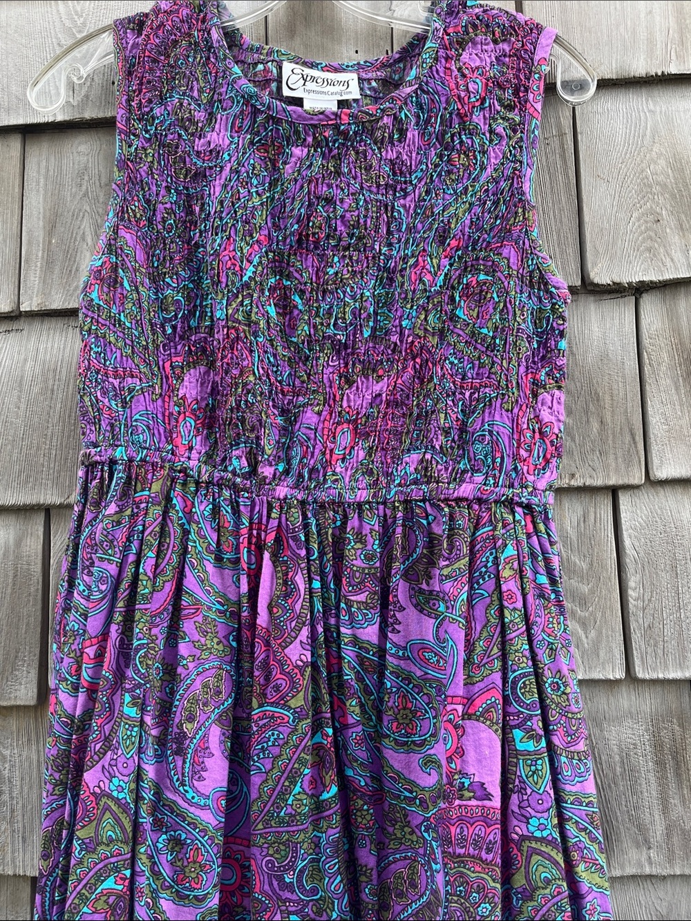 Cotton smocked dress S